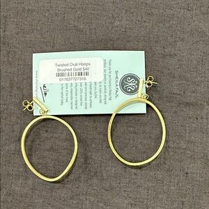 Elegant Gold Twisted Oval Earrings